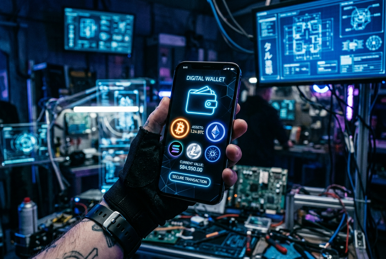 Smartfon z ikonami szybkich metod płatności cyfrowych w klimacie technologicznym.