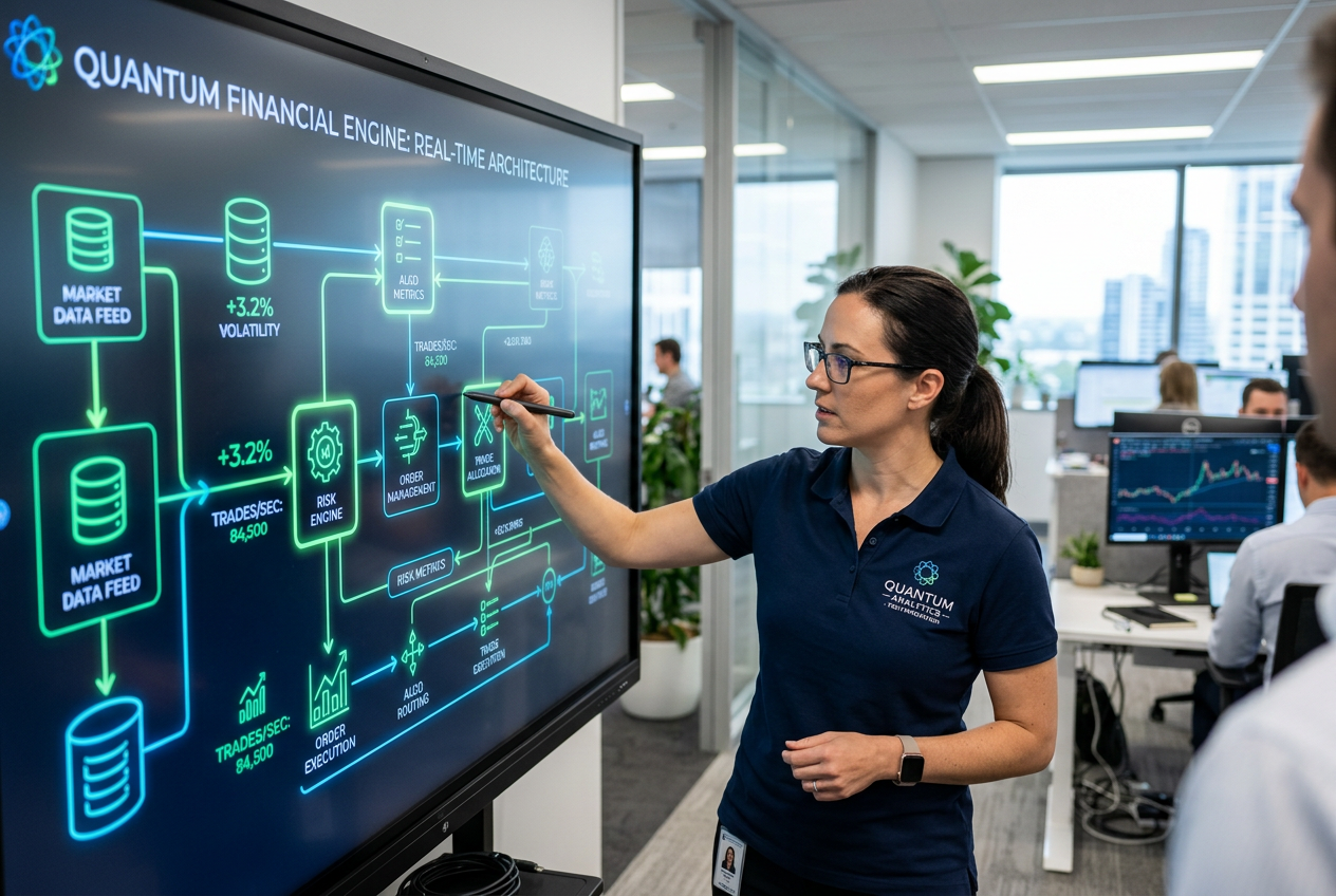 A technician performing a digital audit on a financial system.